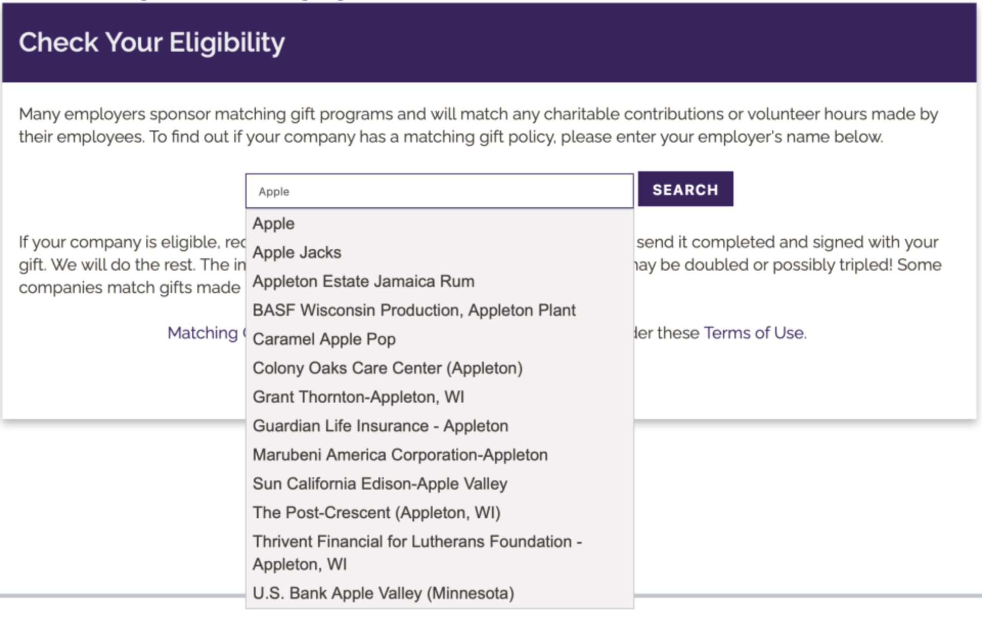 A look at HEPdata's Matching Gift Software