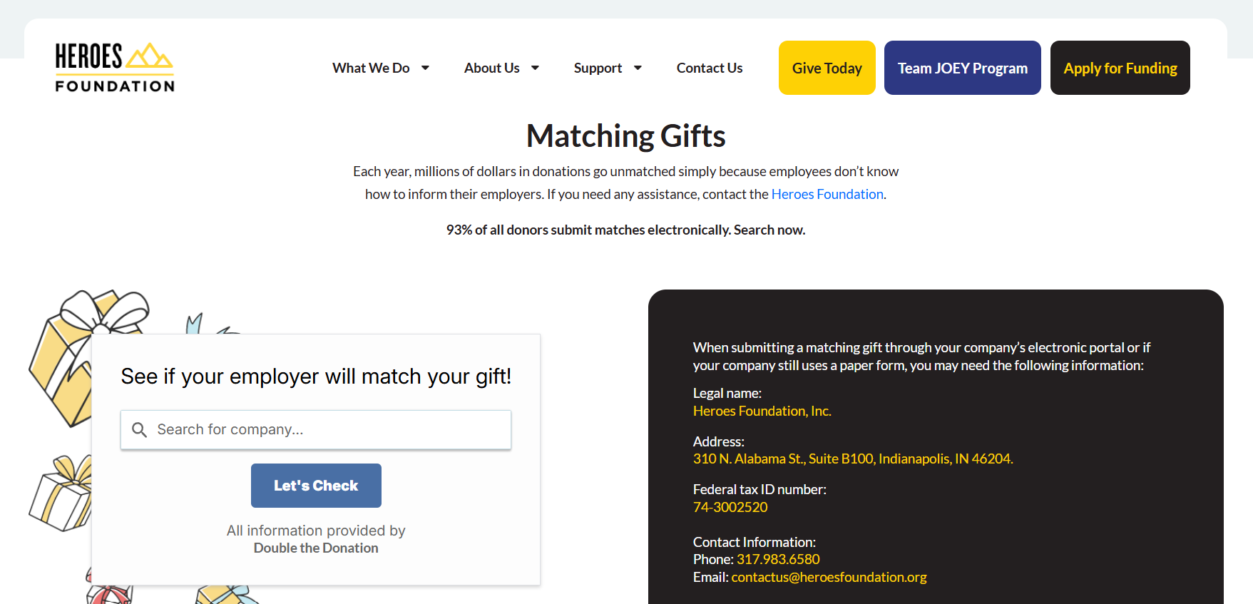 A look at Heroes Foundation's workplace giving software usage