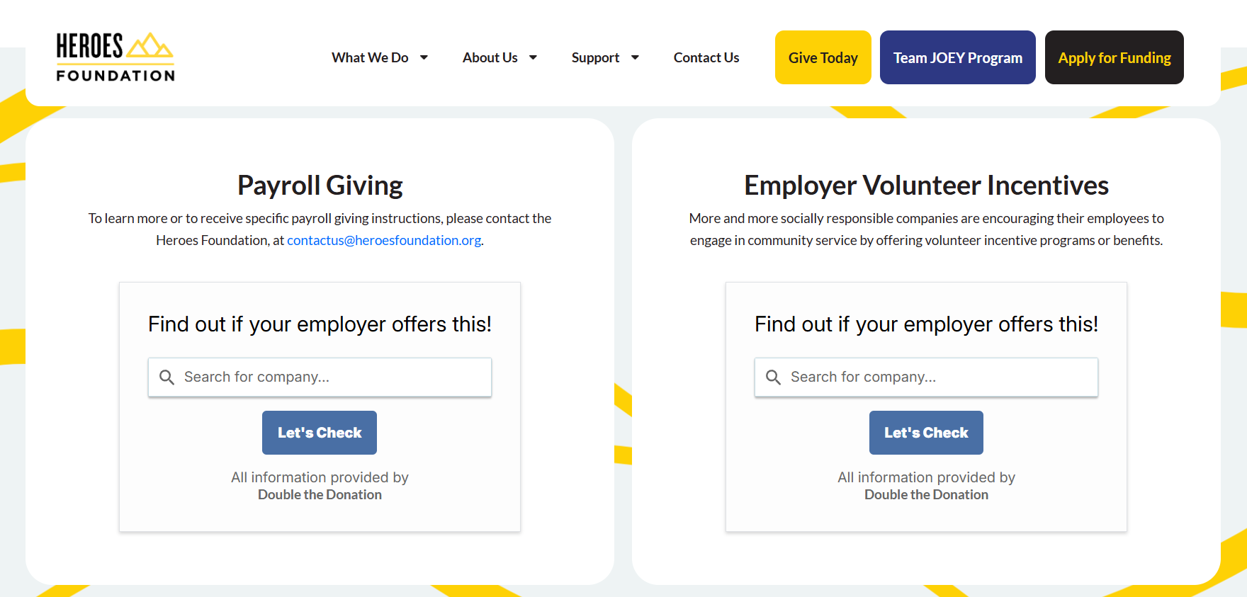 A look at Heroes Foundation's workplace giving software usage